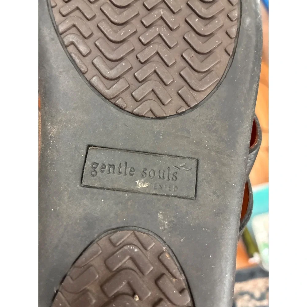 Gentle Souls Go Close Black Bronze Leather Crisscross Slide Sandals Womens 9M